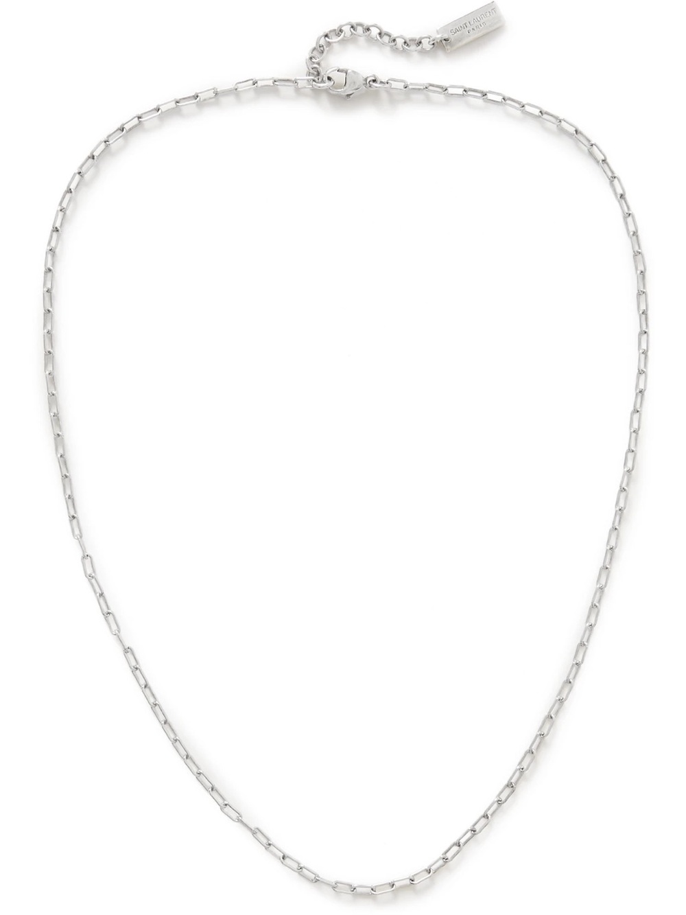 Saint Larent Rectangular Paperclip Chain Necklace in Argent Oxyde (Unisex)